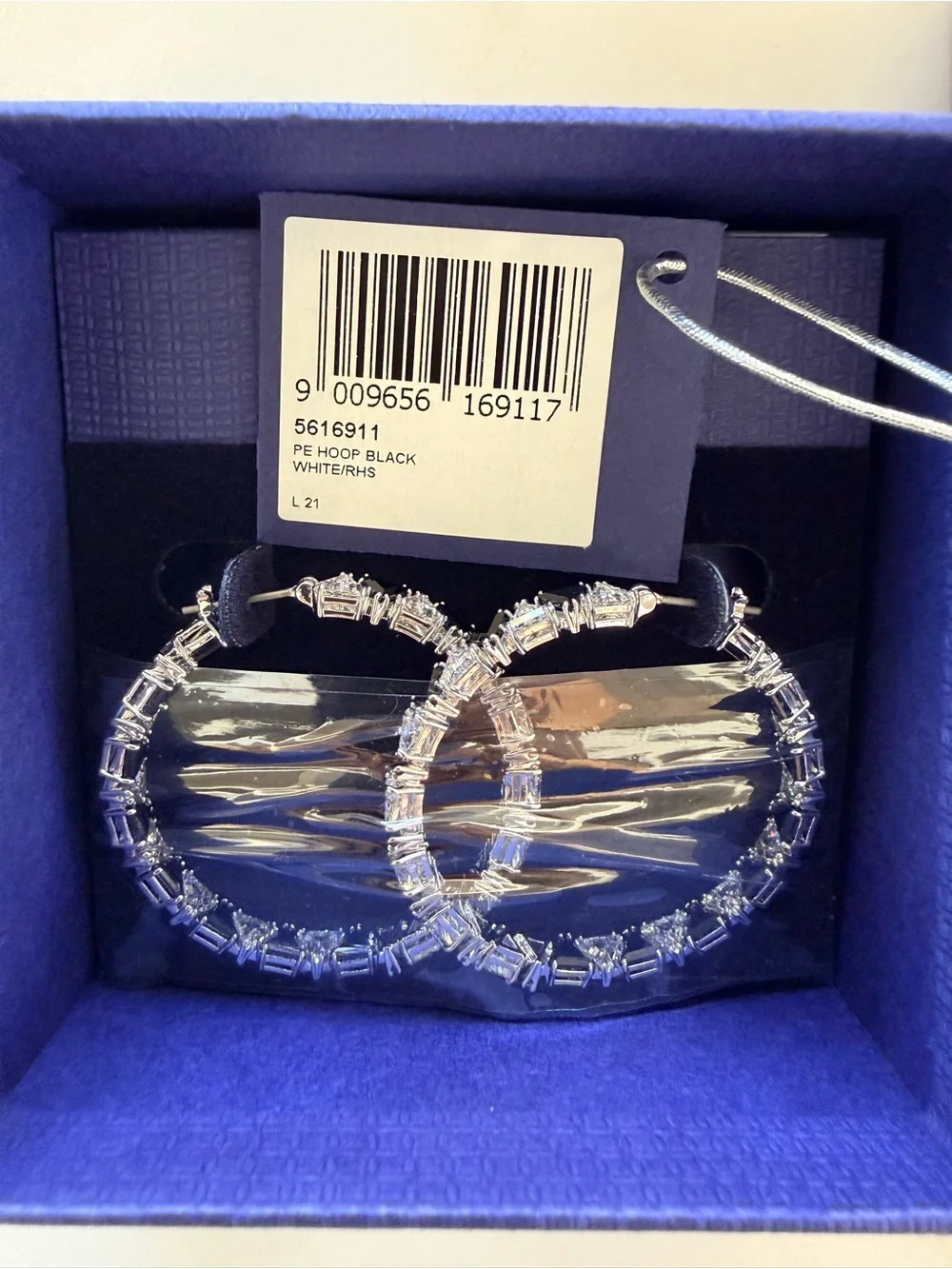Swarovski Millenia Silver Hoop Earrings with Clear Crystal Accents